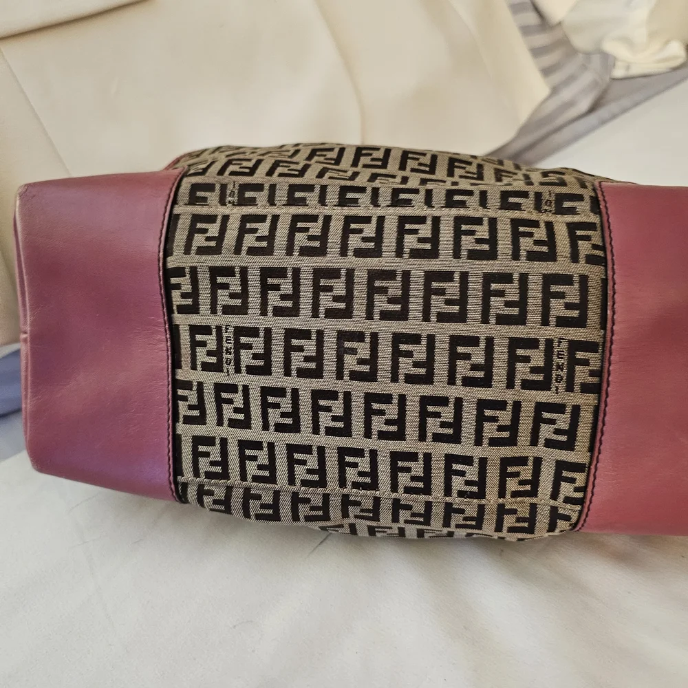 Fendi Pink Monogram Canvas Mini Bag with Leather Trim - Picture 5 of 11